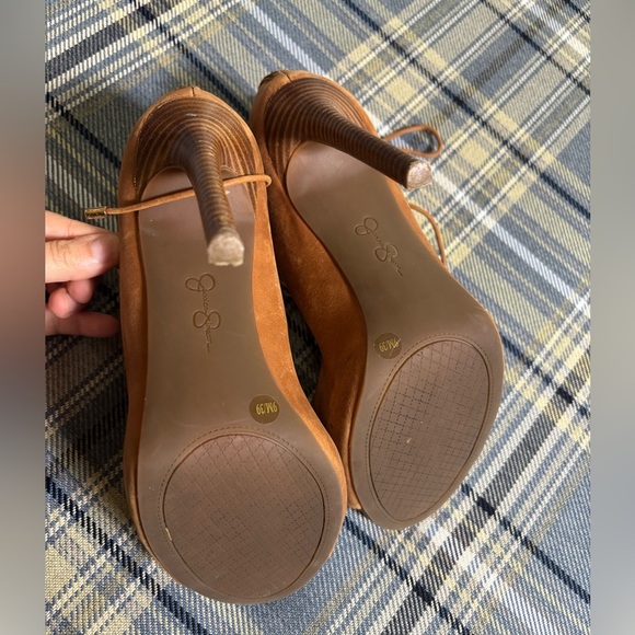 Jessica Simpson Rollana Stiletto Heel Front Lace Up Pumps Cognac - Picture 5 of 8